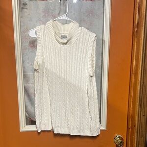 Cabin Creek Ivory Cable Knit Sleeveless Turtleneck Sweater
